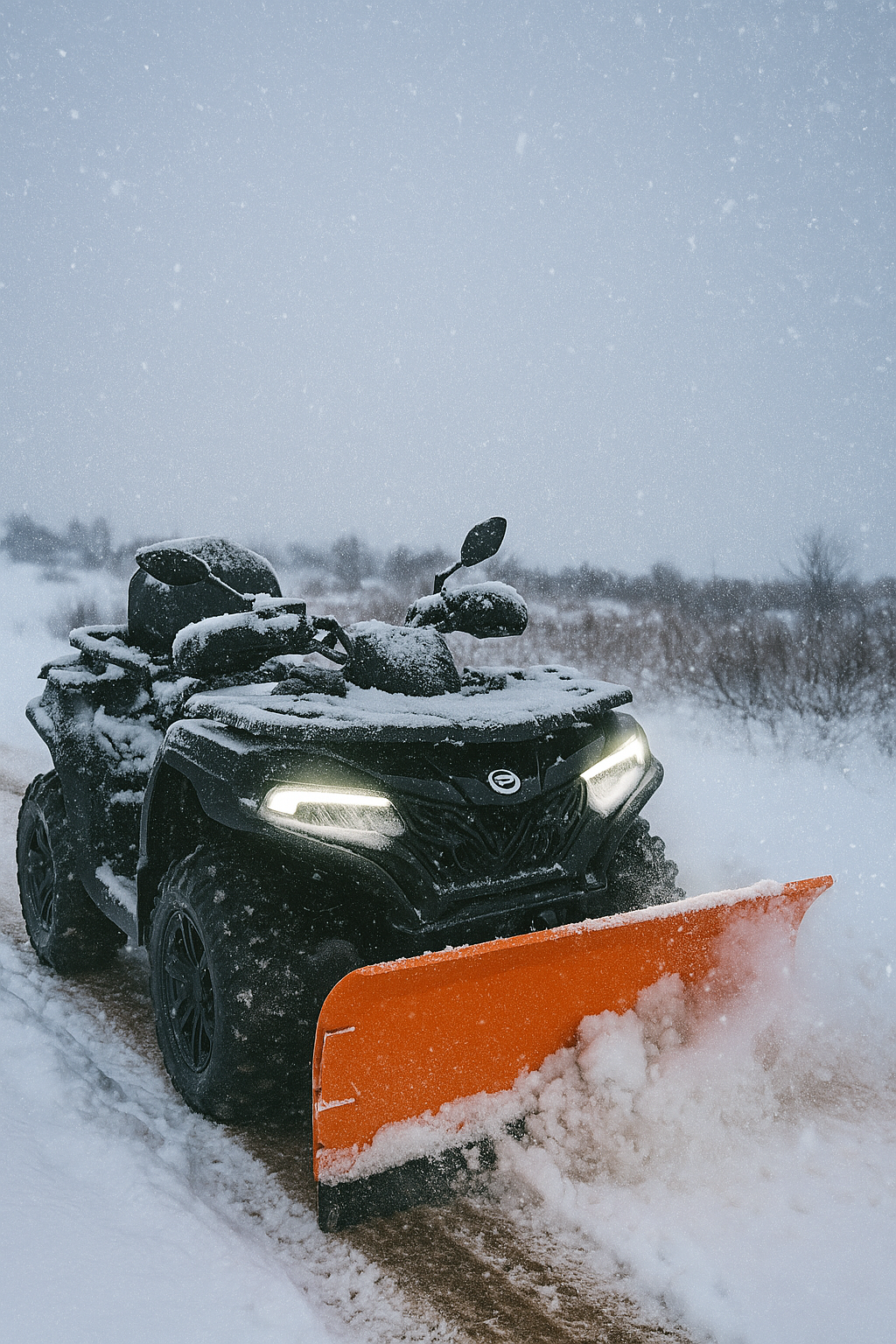 Quad ATV z pługiem śnieżnym